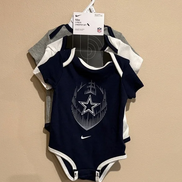 🩷Nike Infant Bodysuit Set - 3 Navy, White and Gray Dallas Cowboys NFL - Picture 8 of 8